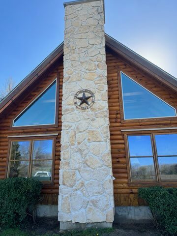 Log home after staining process completed